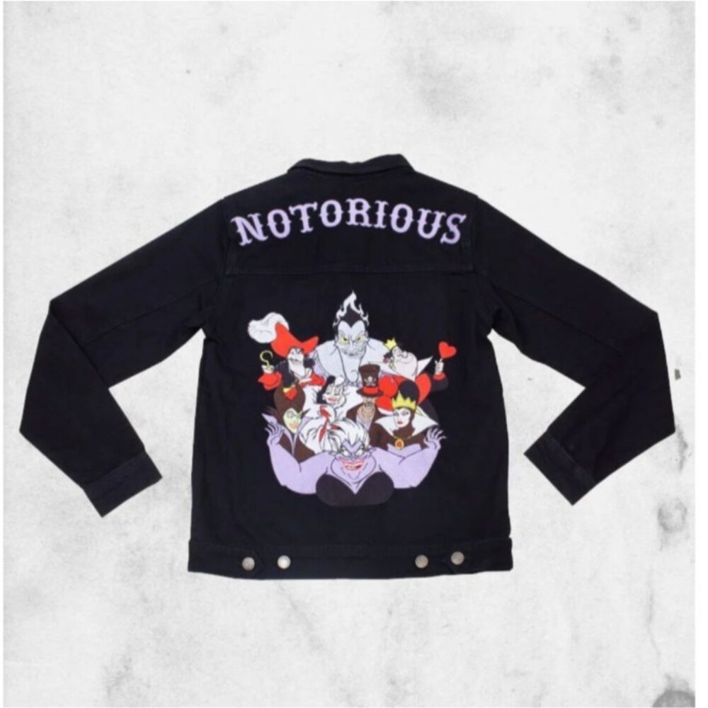 Disney Villains Black Denim Jacket Size Large NWT